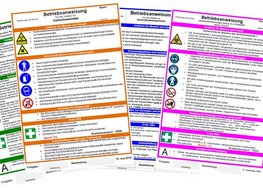 Die Grafik zeigt verschiedene Betriebsanweisungen, die aufgefächert dargestellt sind